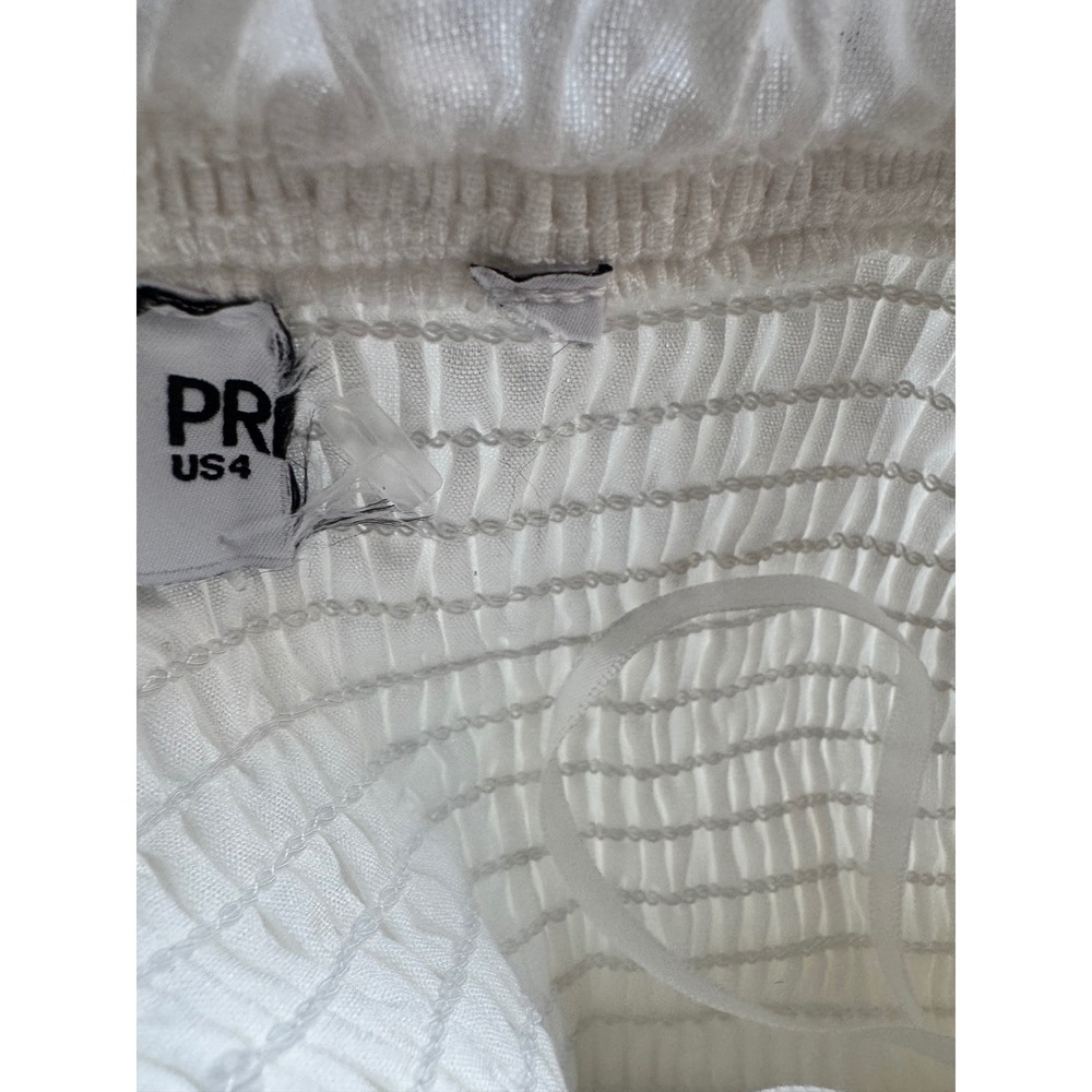 Princess Polly White Smocked Strapless Midi Dress Cotton Linen Blend Size 4 - Picture 8 of 8